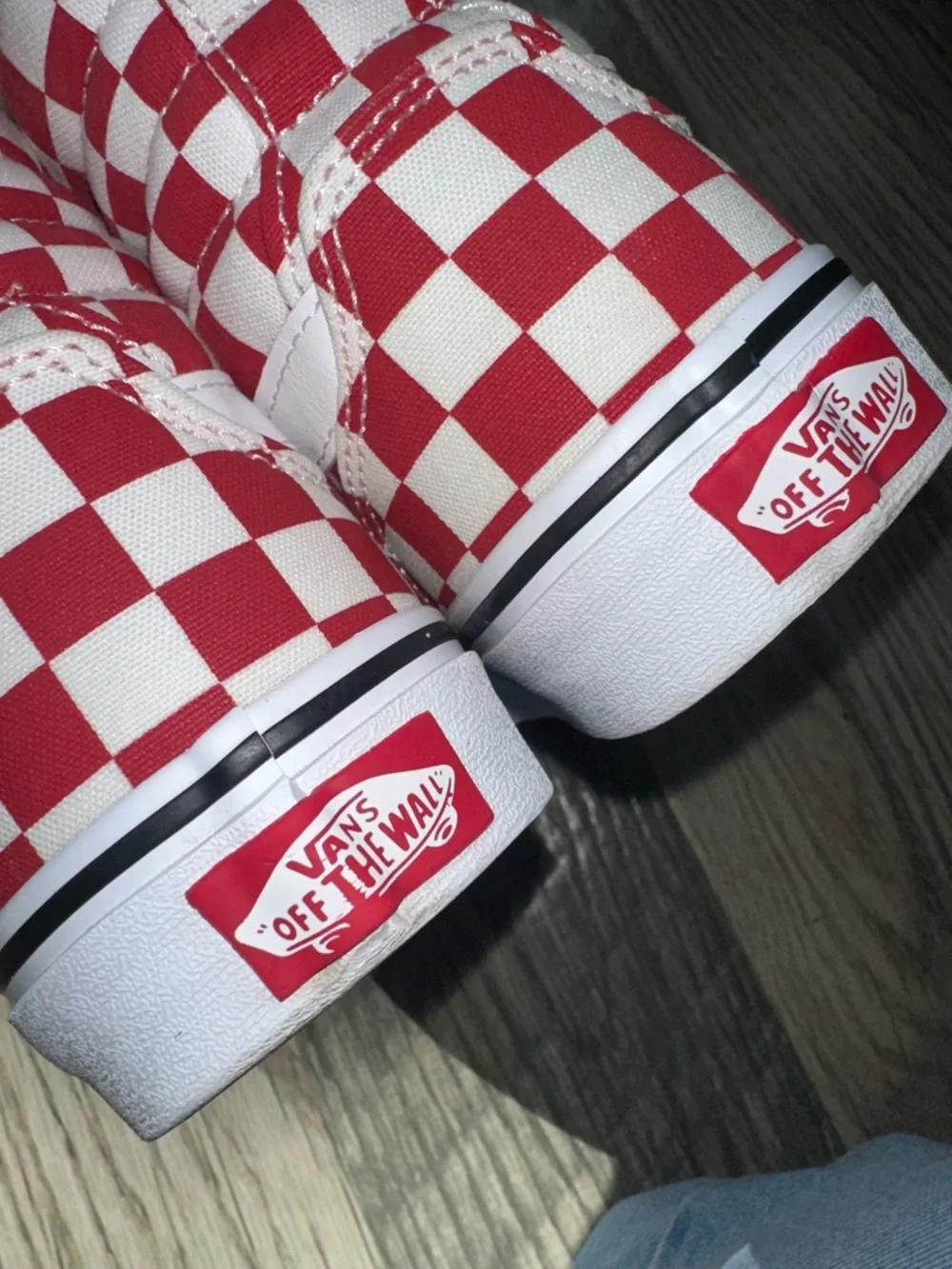 Vans Fillmore Hi checkerboard red‎ and white sneakers women’s size 7